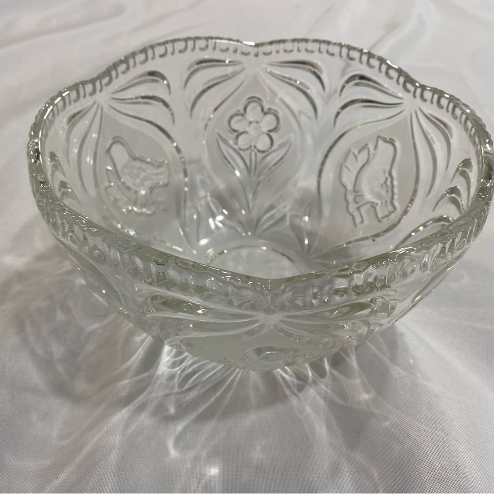 Clear Pressed Glass Decorative Bowl